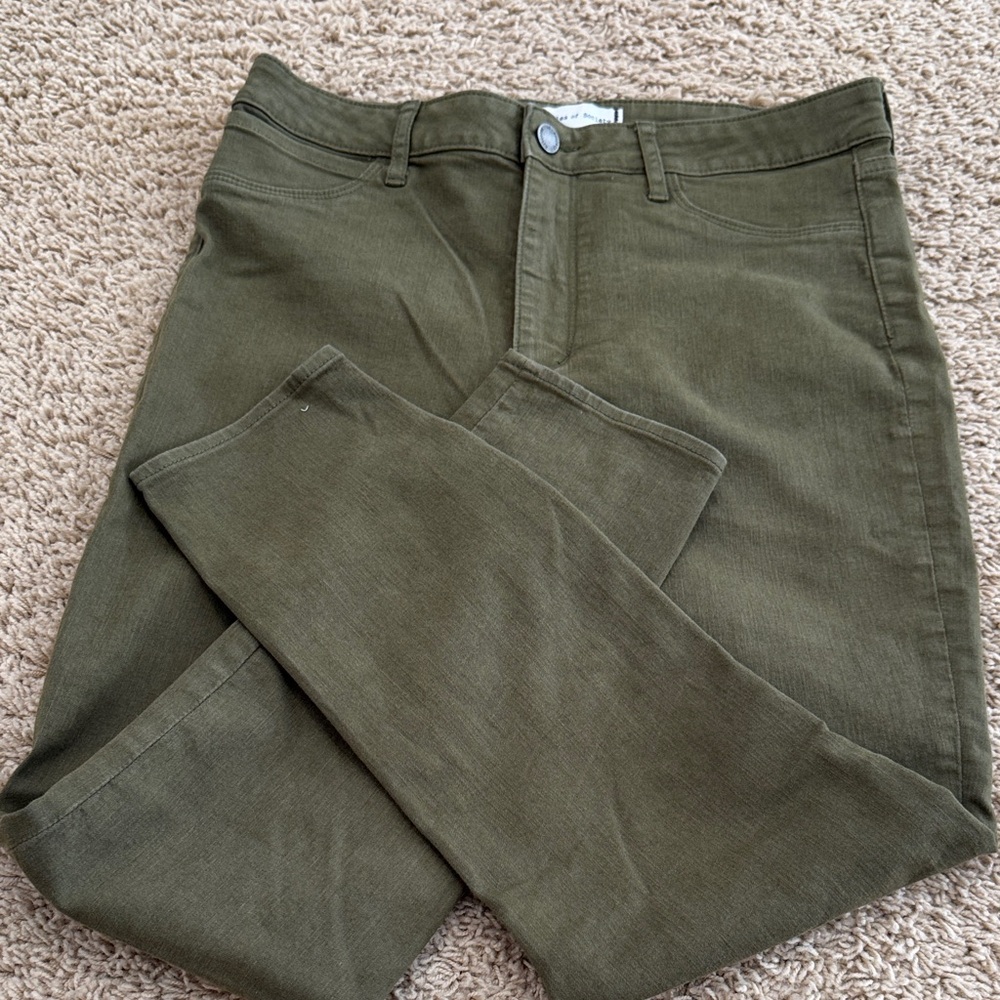 Articles Of Society Olive Green Straight Leg Jeans